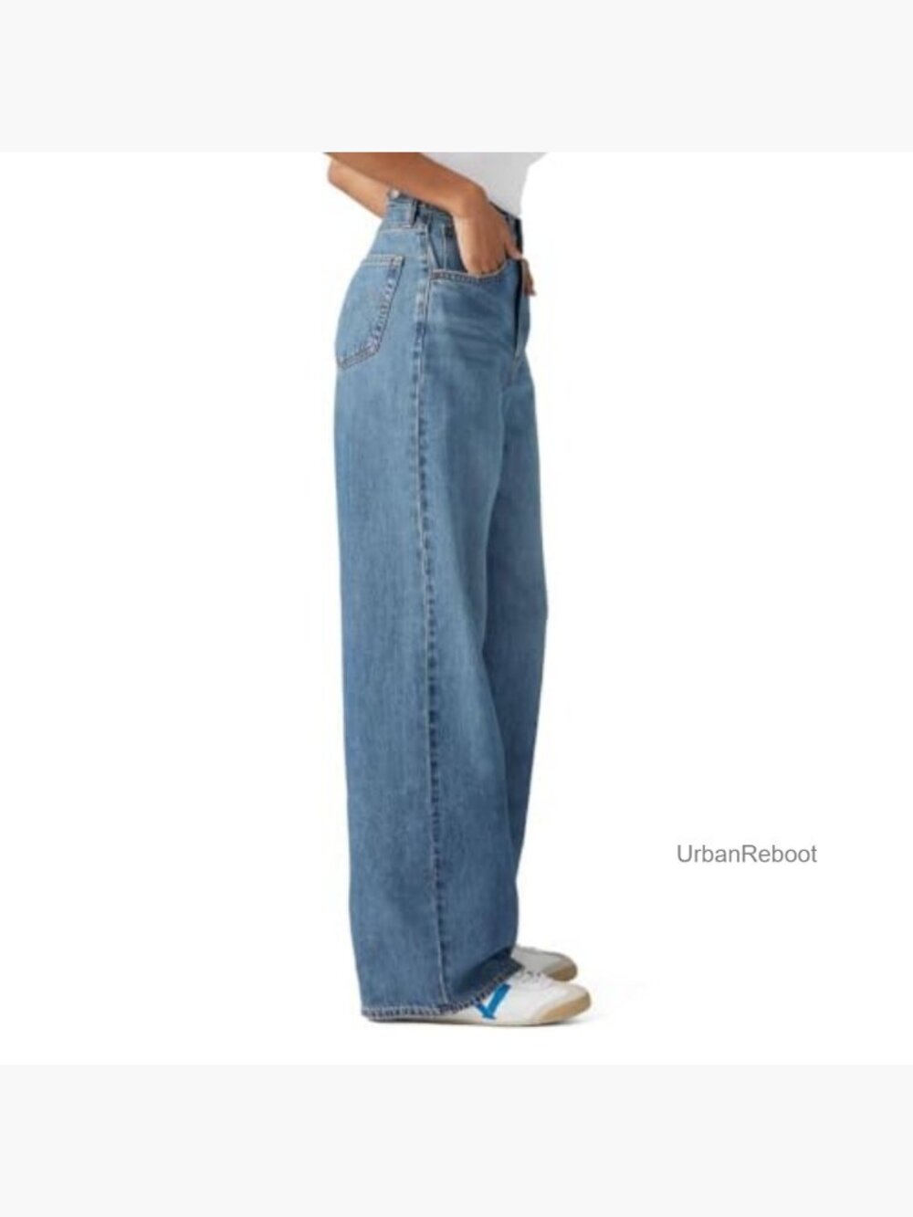 High Rise Baggy Wide Leg Jeans - Non-Stretch Cotton - 31" Inseam - Picture 4 of 6